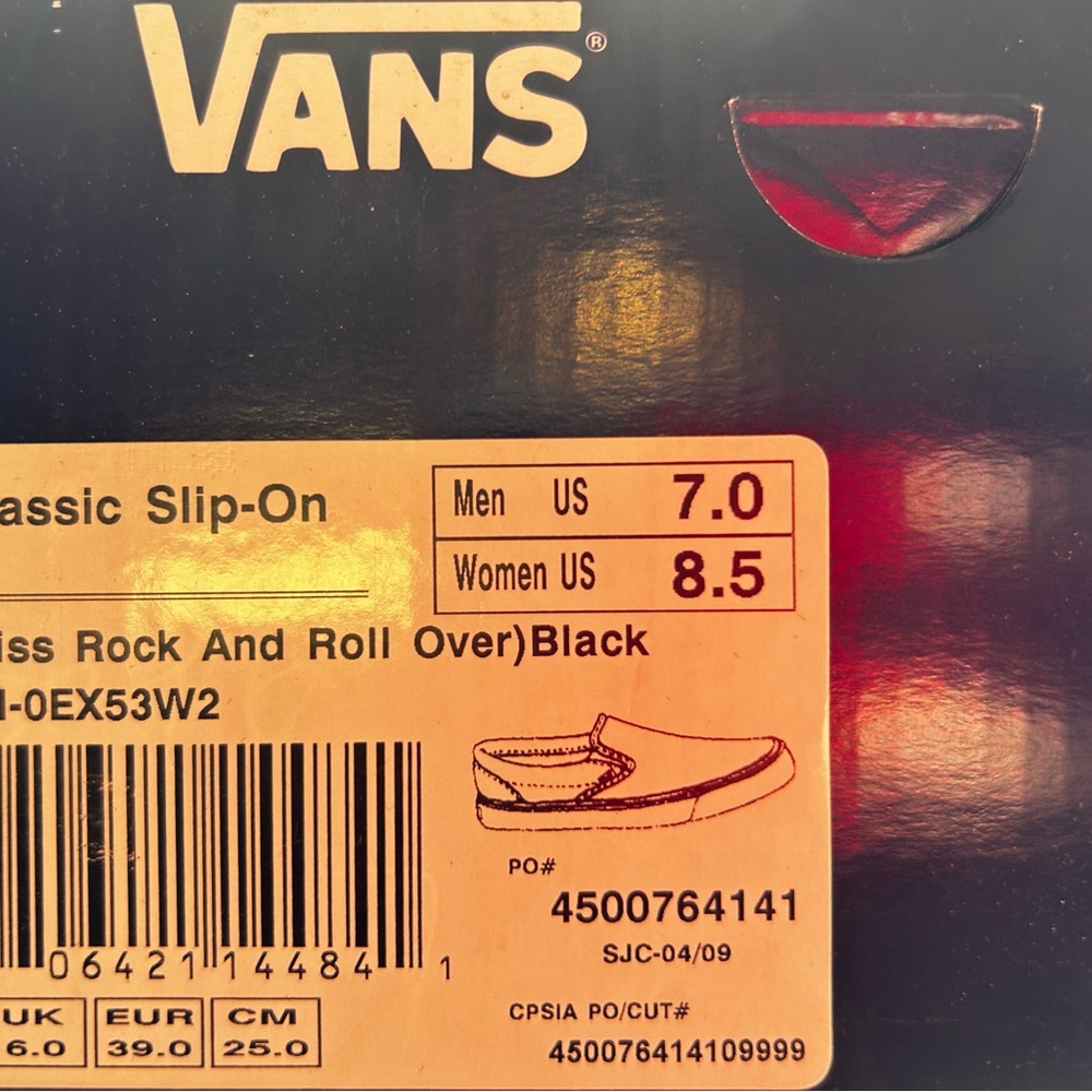 Vans KISS original Rock and Roll Over pull on. Ladies size 8 1/2.